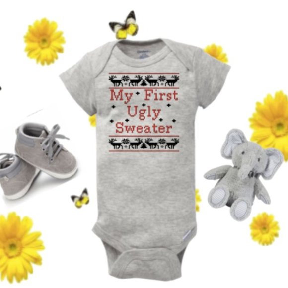 my first ugly sweater onesie